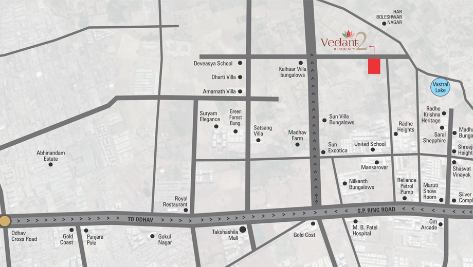Location of Commercial Dev Vedant Residency 2 in Vastral, Ahmedabad - Image 412325