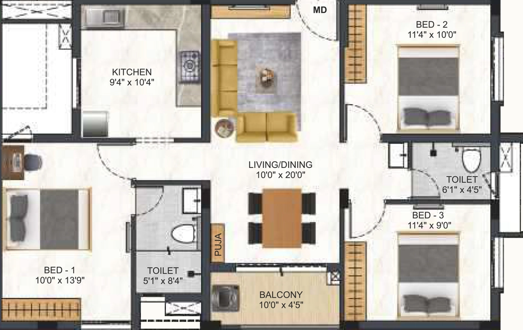 2 BHK Flat in DAC Cambridge in Sholinganallur, Chennai - Image 922219