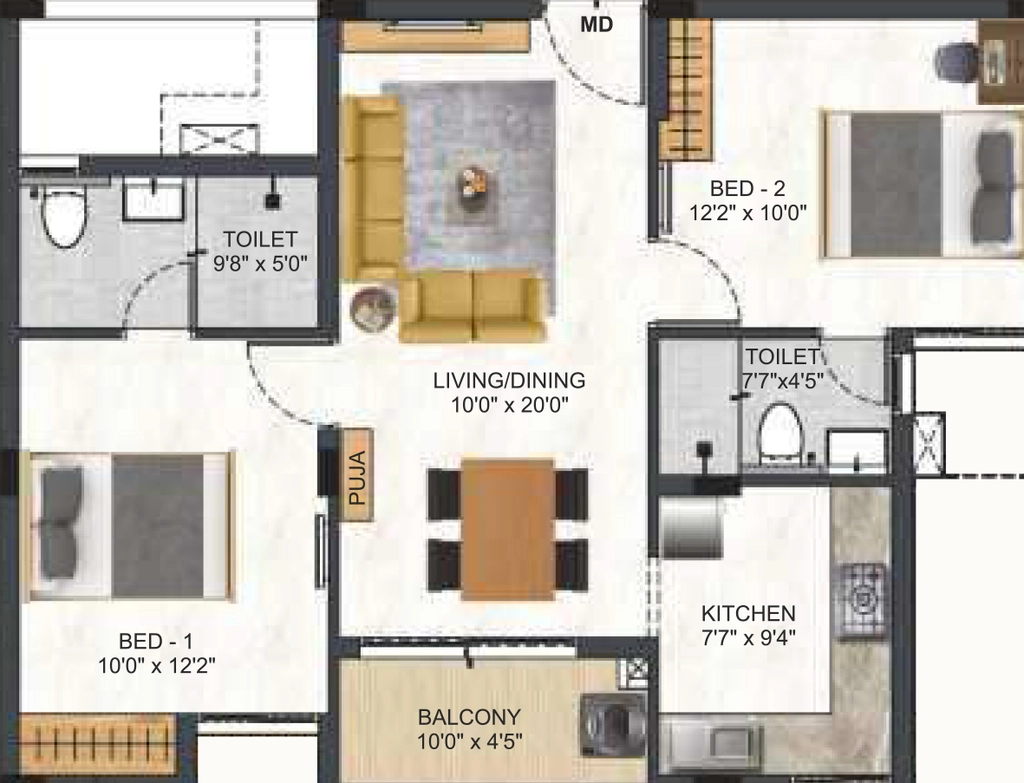 2 BHK Flat in DAC Cambridge in Sholinganallur, Chennai - Image 922218