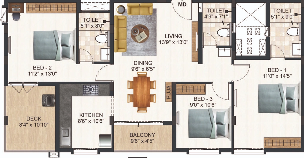 3 BHK Flat in DAC Madison in Nungambakkam, Chennai - Image 922248