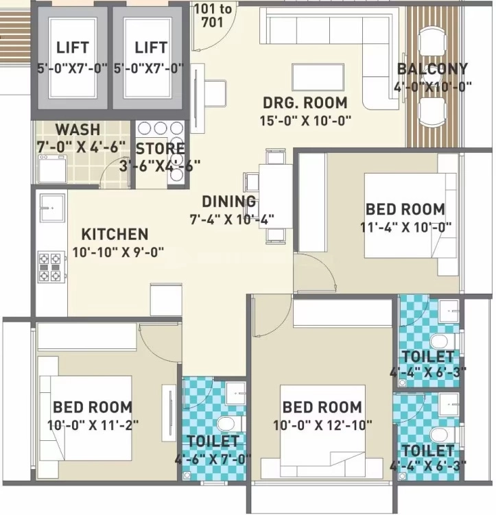 3 BHK Flat in Krishna Crown 140 in Nana Chiloda, Ahmedabad - Image 922252