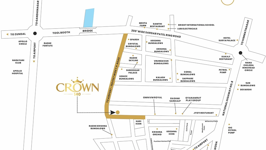 Location of Commercial Krishna Crown 140 in Nana Chiloda, Ahmedabad - Image 412454