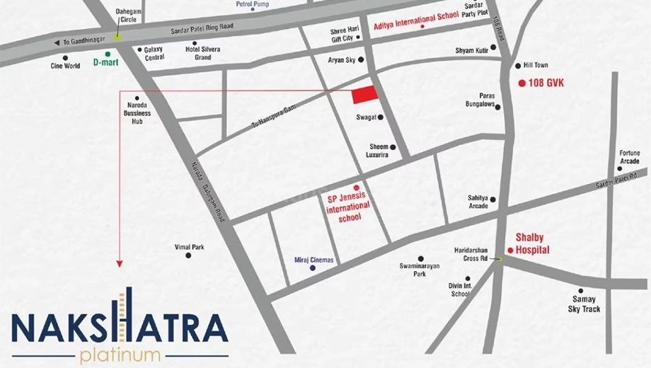 Location of Commercial New Nakshtra Platinum in Hanspura, Ahmedabad - Image 412503