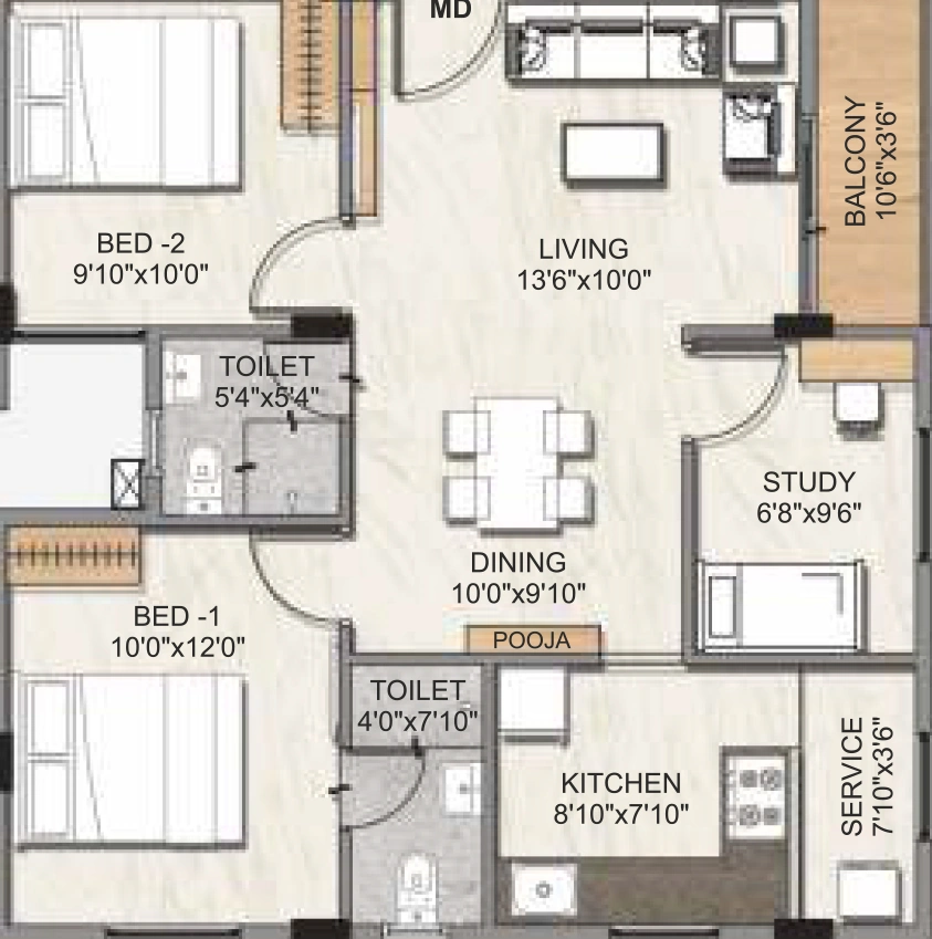 2.5 BHK Flat in DAC Millennium in Gerugambakkam, Chennai - Image 922282