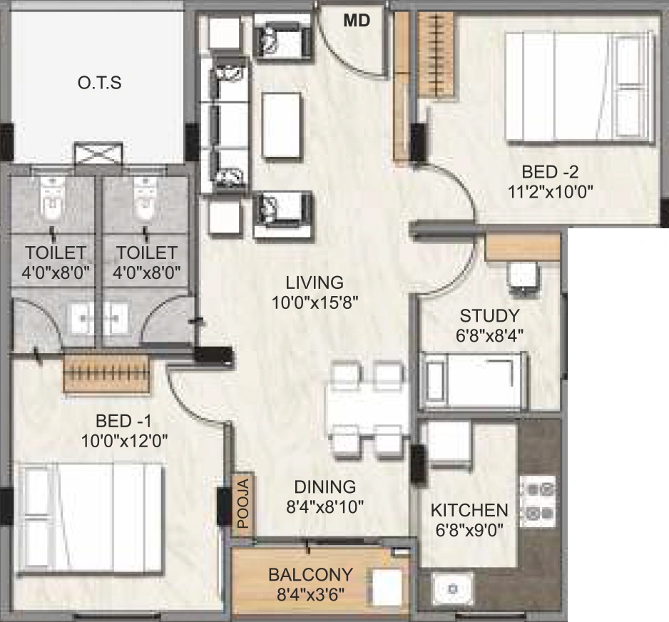 2.5 BHK Flat in DAC Millennium in Gerugambakkam, Chennai - Image 922281
