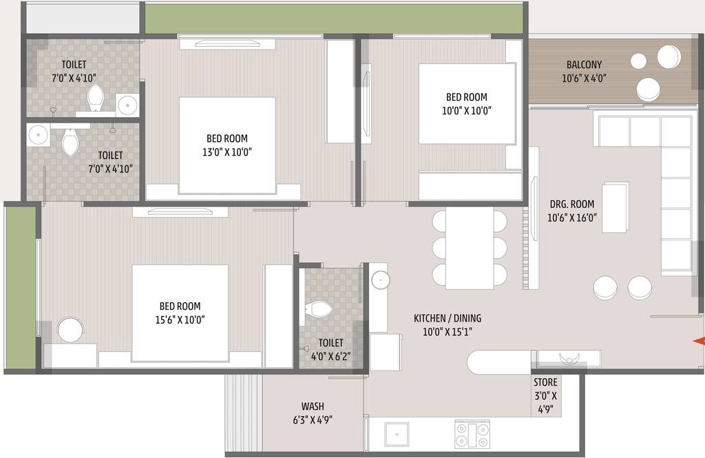 3 BHK Flat in Rhythm Aura in Bopal, Ahmedabad - Image 922273