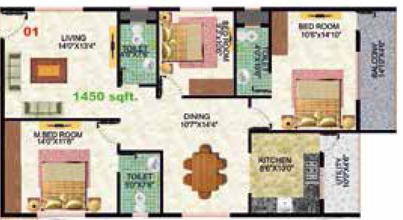 3 BHK Flat in Eternity Heritage in Hulimavu, Bangalore - Image 922280