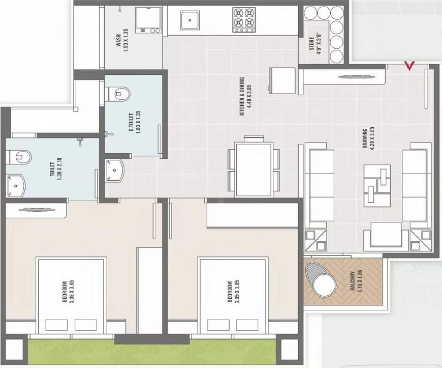 2 BHK Flat in Skywind Park in Nava Vadaj, Ahmedabad - Image 922314