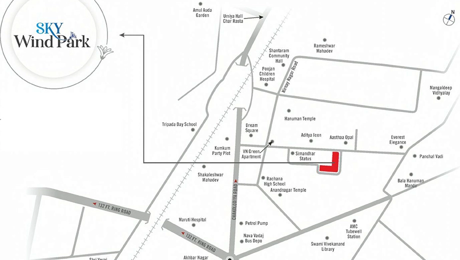 Location of Skywind Park in Nava Vadaj, Ahmedabad - Image 412617