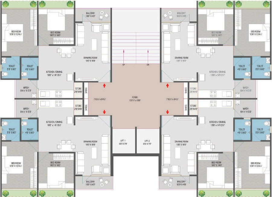 Floor Plan of Vastu Radhe Parijat in New Maninagar, Ahmedabad - Image 412647