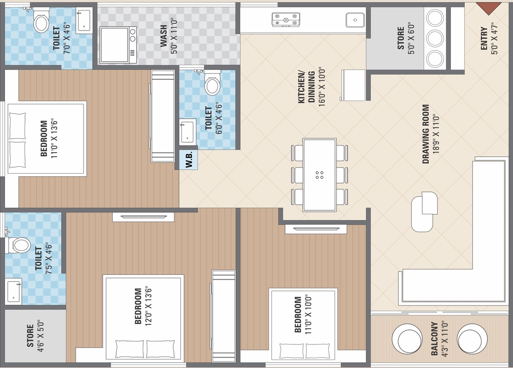 3 BHK Flat in Manisha Merriott Sky Home in Nikol, Ahmedabad - Image 922328
