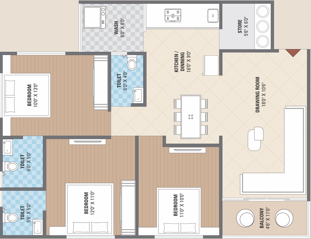 3 BHK Flat in Manisha Merriott Sky Home in Nikol, Ahmedabad - Image 922329