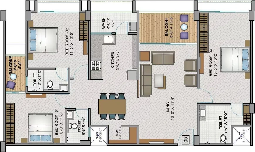 3 BHK Flat in Sapphire Pushkar Apartment in Navrangpura, Ahmedabad - Image 922339