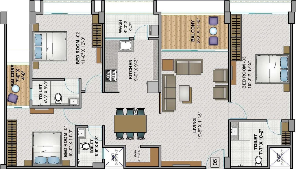 3 BHK Flat in Sapphire Pushkar Apartment in Navrangpura, Ahmedabad - Image 922338