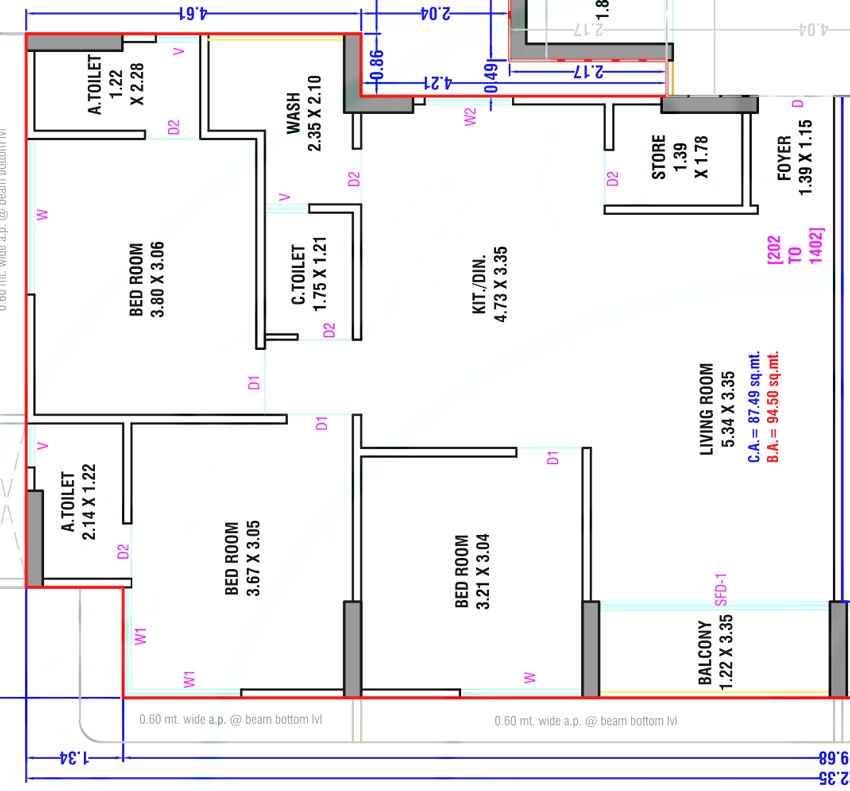 3 BHK Flat in Mahavir Anant Aurelia Baug in Nana Varachha, Surat - Image 922367
