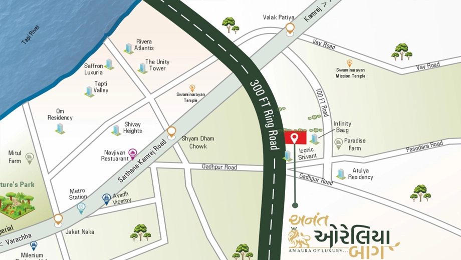 Location of Mahavir Anant Aurelia Baug - Image 412746