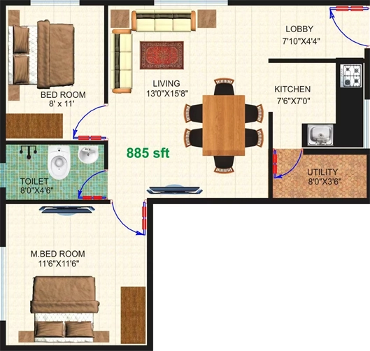 2 BHK Flat in Dhiraan Newyork Meadows in Chandapura, Bangalore - Image 922384