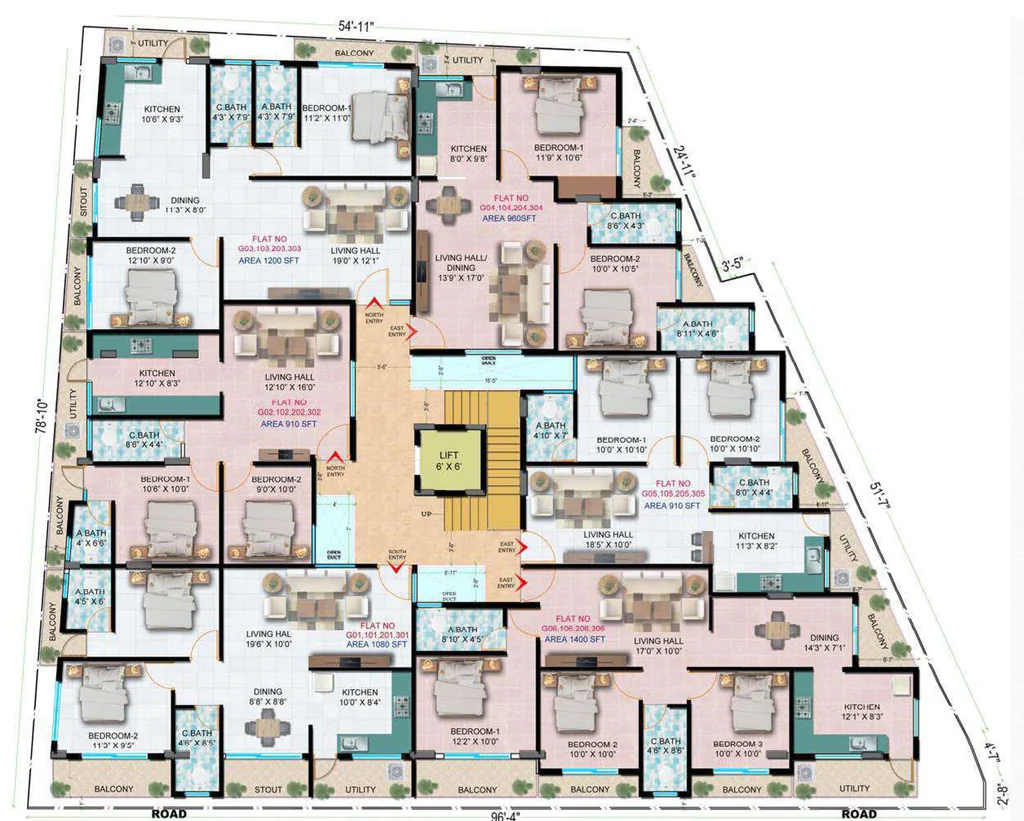 Floor Plan of Green Fontana in Koramangala, Bangalore - Image 412840