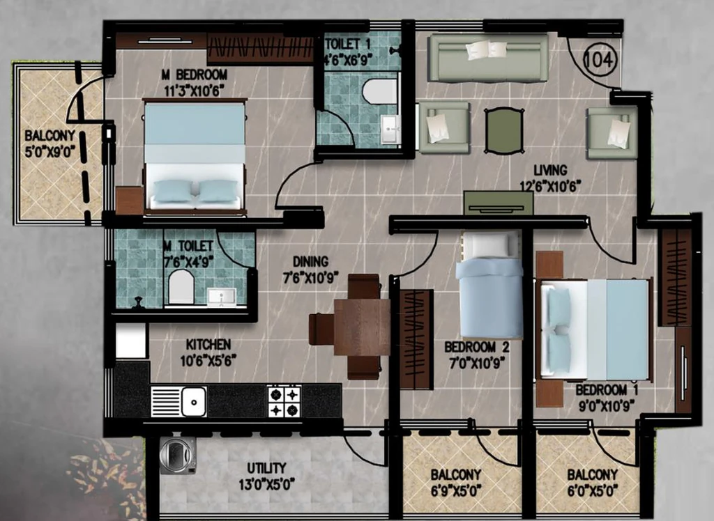 3 BHK Flat in Supreme Symphony in Kengeri, Bangalore - Image 922387