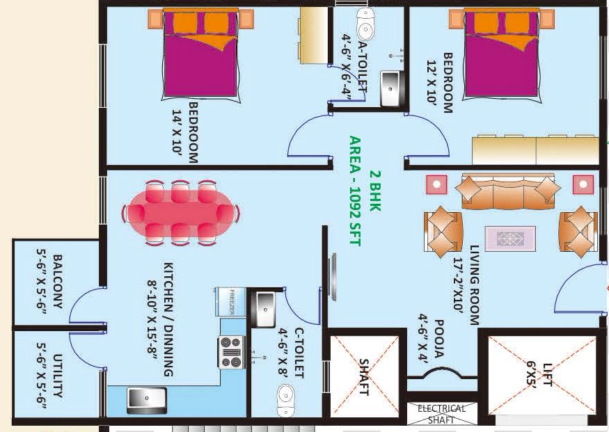 2 BHK Flat in Sri Mitra Spring Woods in Whitefield, Bangalore - Image 922440