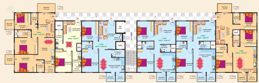 Floor Plan of Sri Mitra Spring Woods in Whitefield, Bangalore - Image 412950
