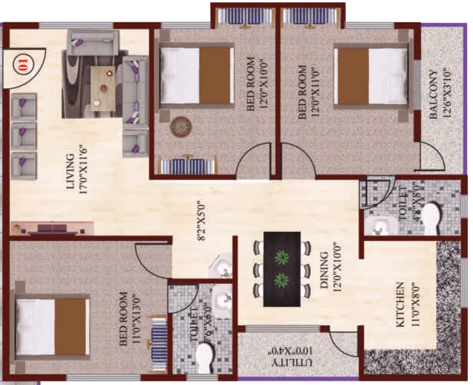 3 BHK Flat in Srinivasa Palm Woods in Kudlu Gate, Bangalore - Image 922438