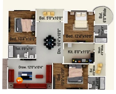 3 BHK Flat in Vertical Clifton Park in Vijay Nagar, Indore - Image 922550