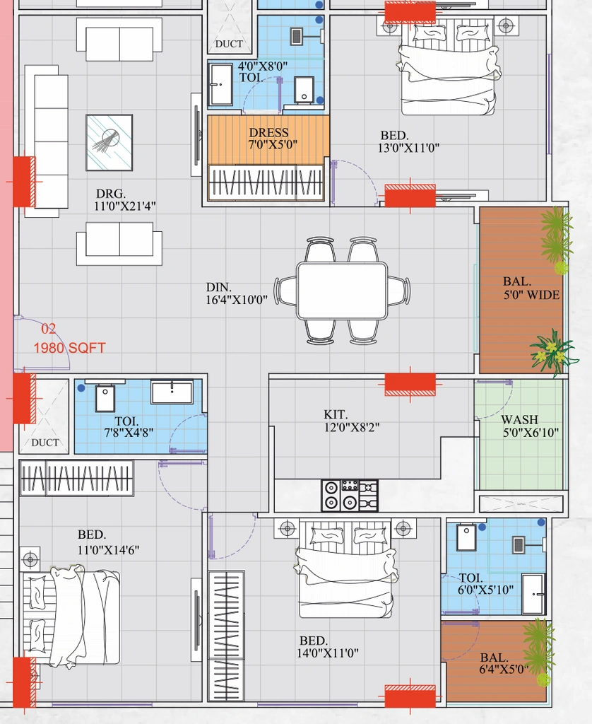 3 BHK Flat in Vertical Cliffton Palladium in Scheme No 140, Indore - Image 922534