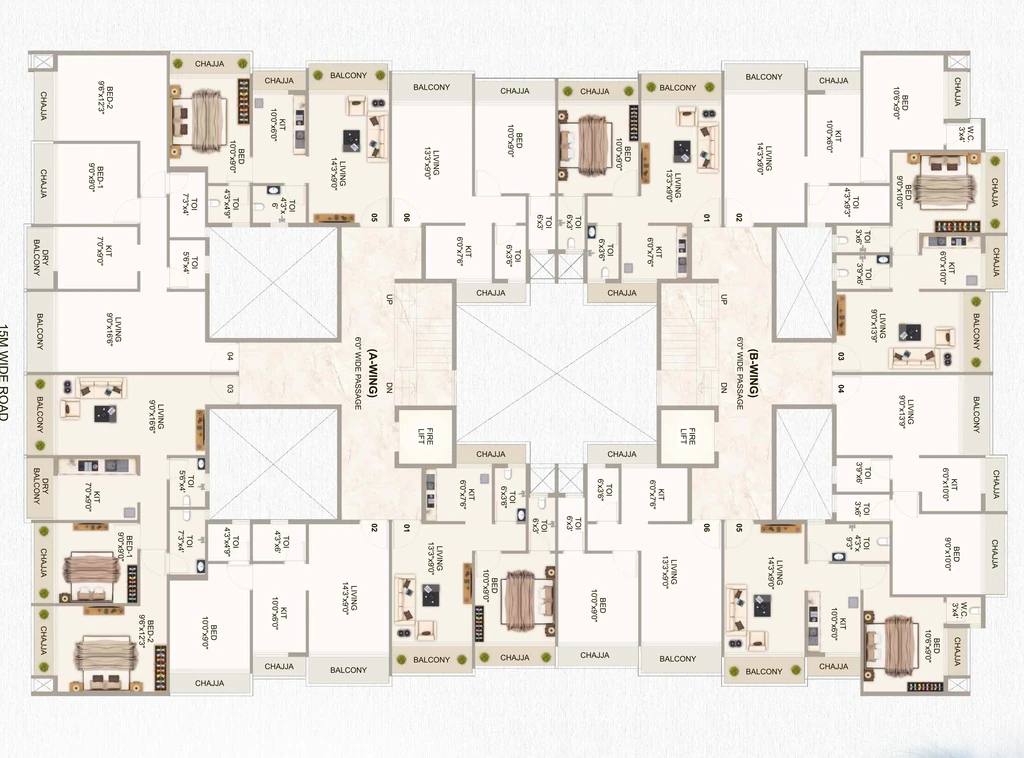 Floor Plan of Vrindavan Chandar Heights in Pushpak Nagar, Navi Mumbai - Image 413205
