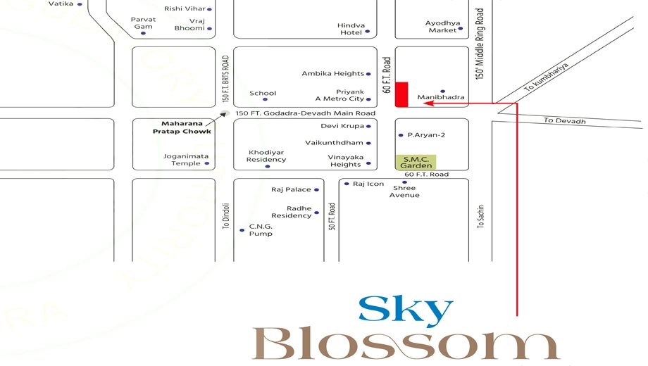 Location of Shree Hari Sky Blossom in Godadara, Surat - Image 416232