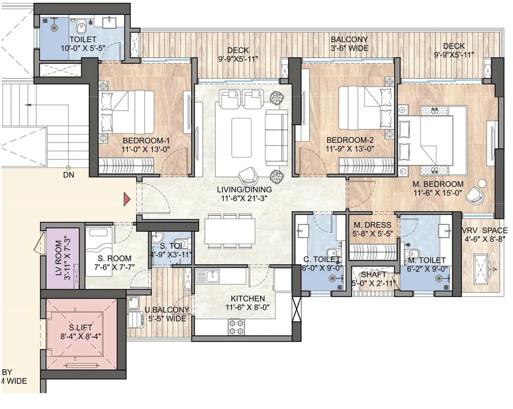 3 BHK Flat in Aditya Rosemont Residency in NH 24, Ghaziabad - Image 922449