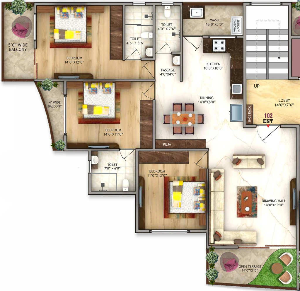 3 BHK Flat in Pinnacle Dravin Castle in Narendra Nagar, Nagpur - Image 922450