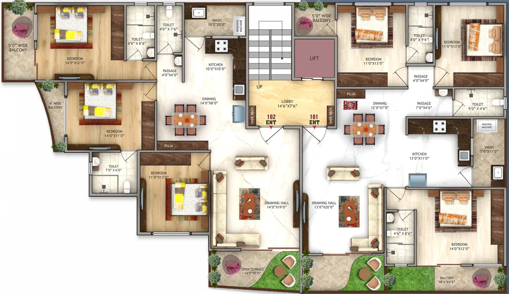 Floor Plan of Pinnacle Dravin Castle in Narendra Nagar, Nagpur - Image 412989