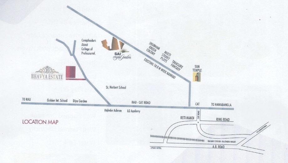 Location of SS Bhavya Estate in Rangwasa, Indore - Image 413023