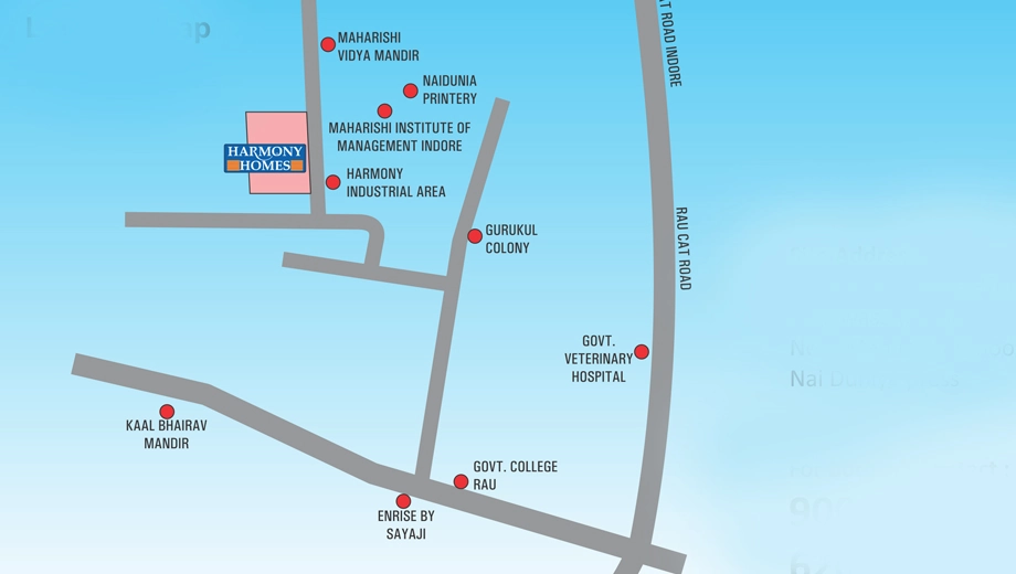 Location of Siddharth Harmony Homes in Rangwasa, Indore - Image 413079