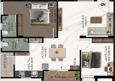 2 BHK Flat in Vidhatri Fortune Towers in Mallampet, Hyderabad - Image 922593