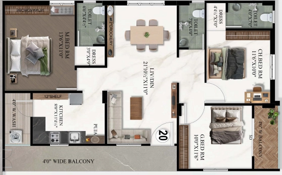 3 BHK Flat in Vidhatri Fortune Towers in Mallampet, Hyderabad - Image 922596