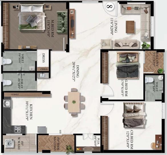 3 BHK Flat in Vidhatri Fortune Towers in Mallampet, Hyderabad - Image 922598