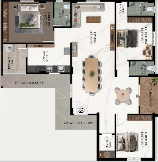 3 BHK Flat in Vidhatri Fortune Towers in Mallampet, Hyderabad - Image 922599