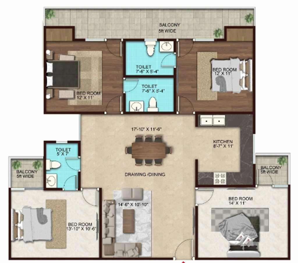 4 BHK Flat in Eureka Diya Green City in NH 24, Ghaziabad - Image 922626