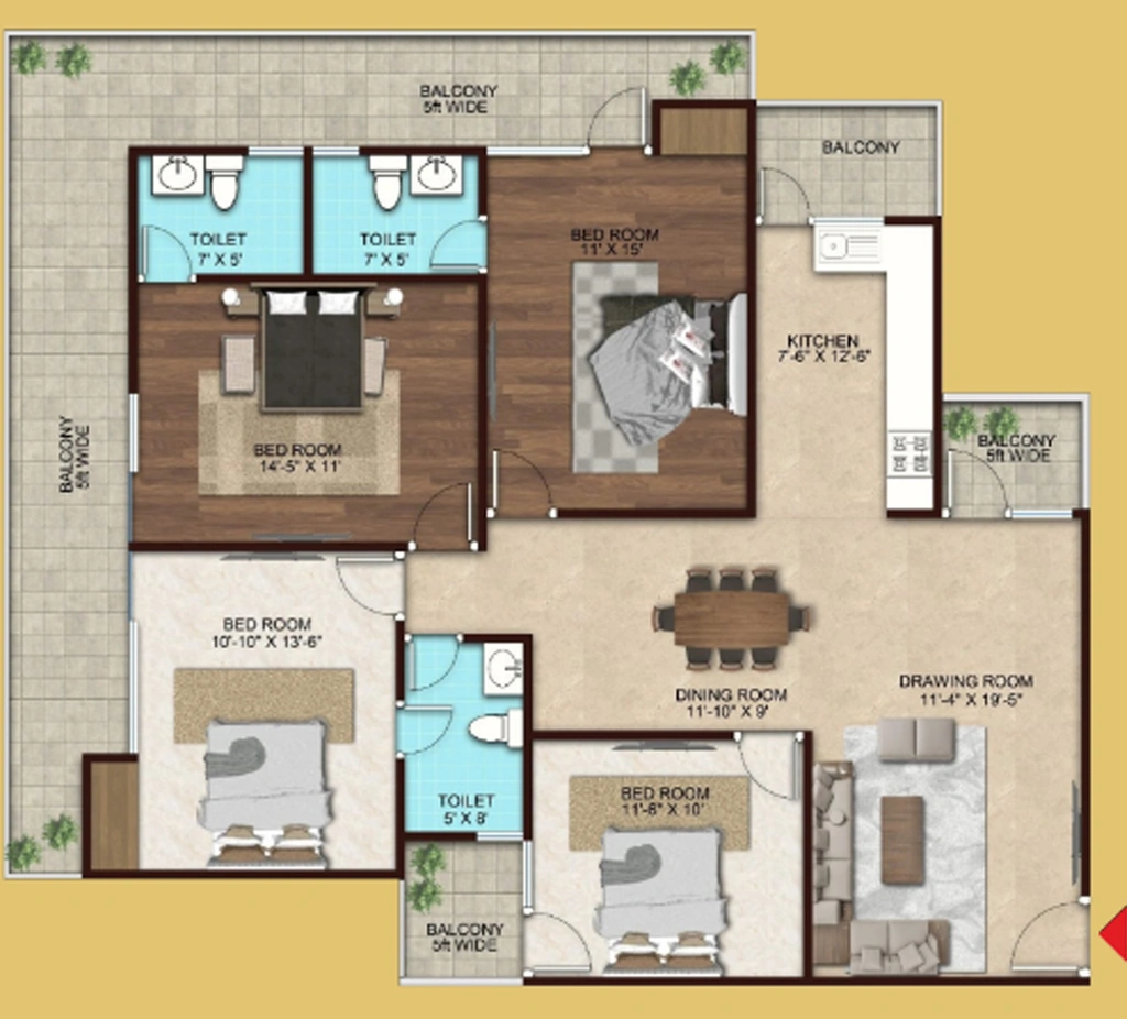 4 BHK Flat in Eureka Diya Green City in NH 24, Ghaziabad - Image 922627