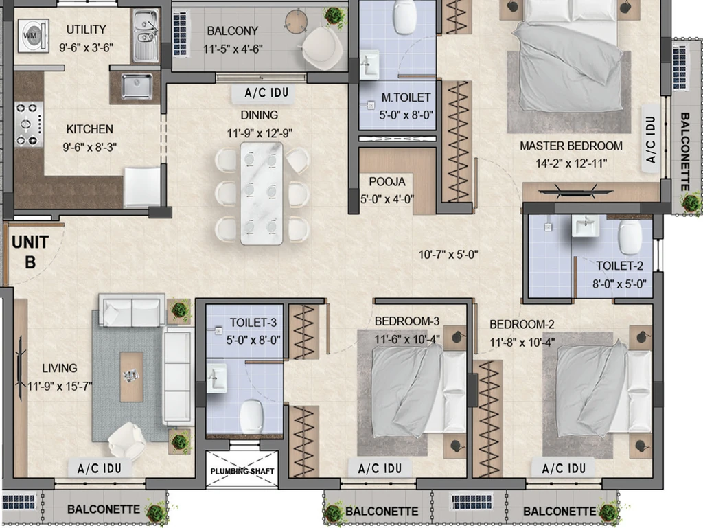 3 BHK Flat in BBCL T Town in T Nagar, Chennai - Image 922621