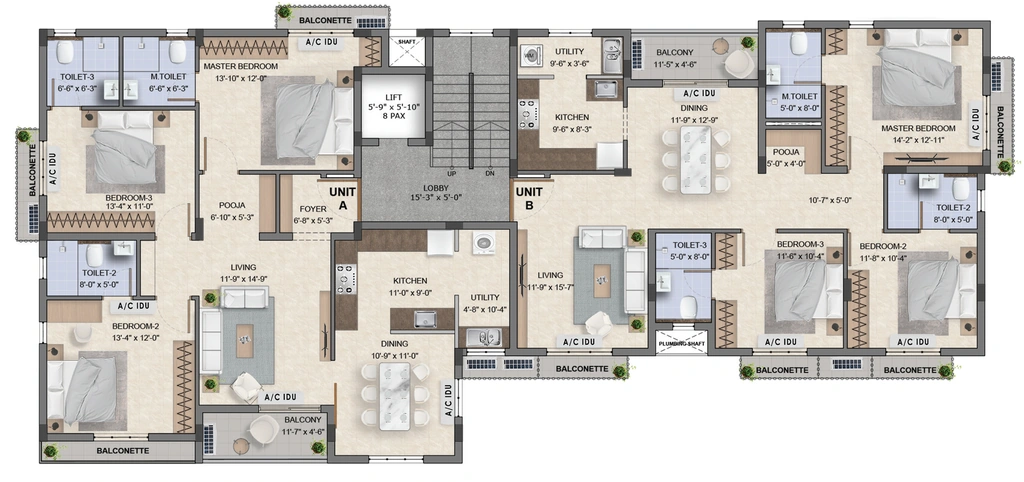 Floor Plan of BBCL T Town in T Nagar, Chennai - Image 413378