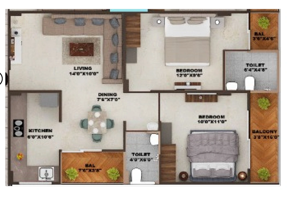 2 BHK Flat in Mangala Blossom in Jakhya, Indore - Image 922659