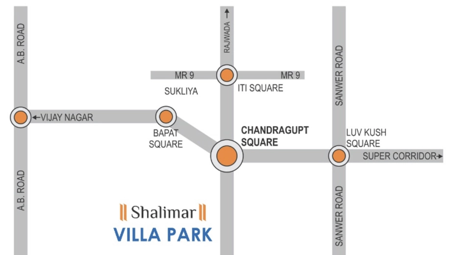 Location of Mirchandani Shalimar Villa Park in Sukhliya, Indore - Image 413436
