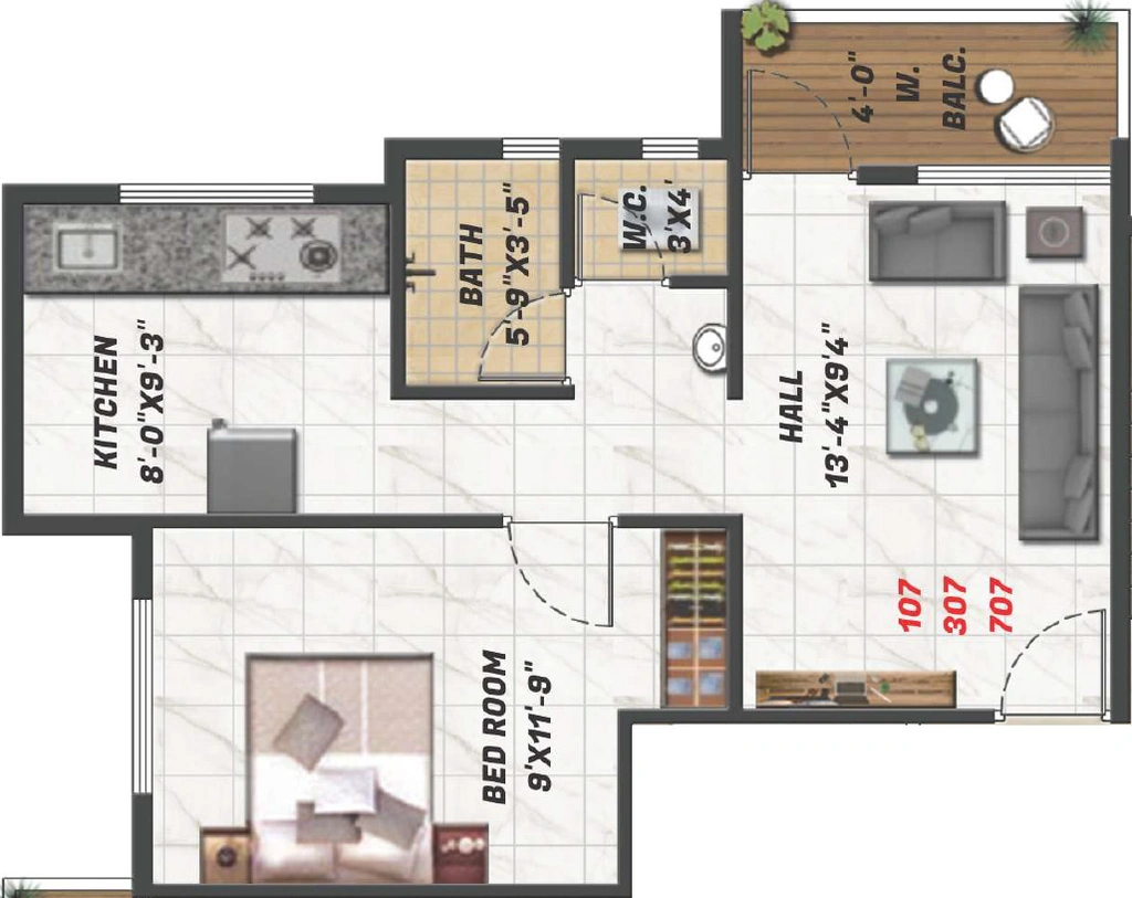 1 BHK Flat in Krushna Pride 2 in Upnagar, Nashik - Image 922681