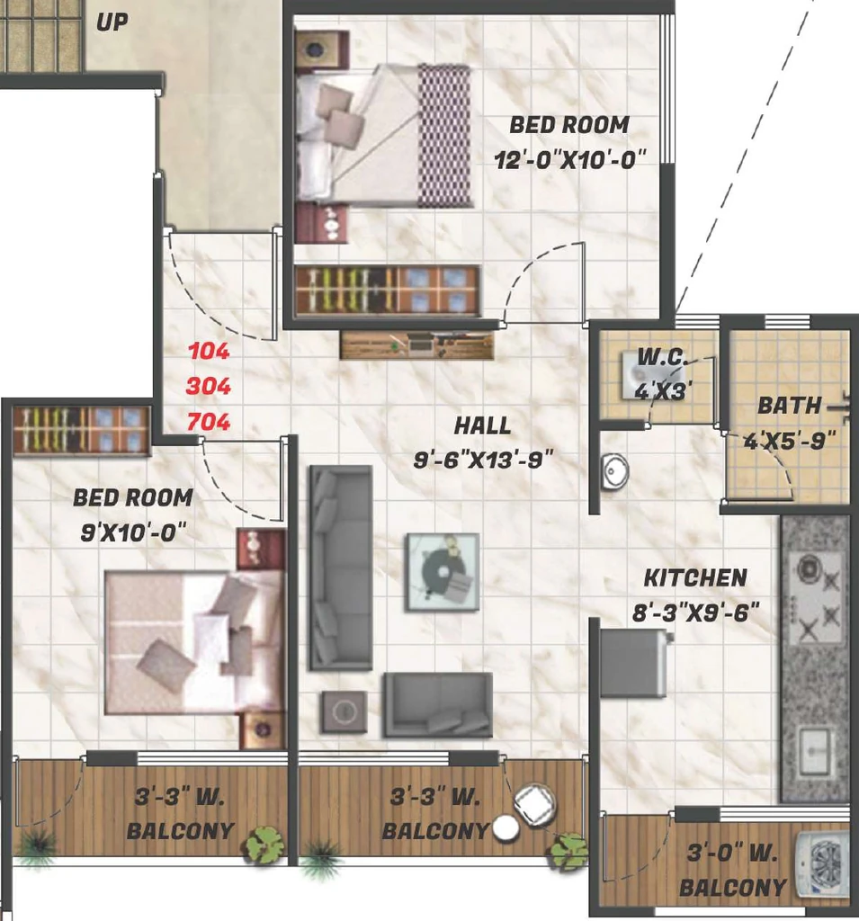 2 BHK Flat in Krushna Pride 2 in Upnagar, Nashik - Image 922683