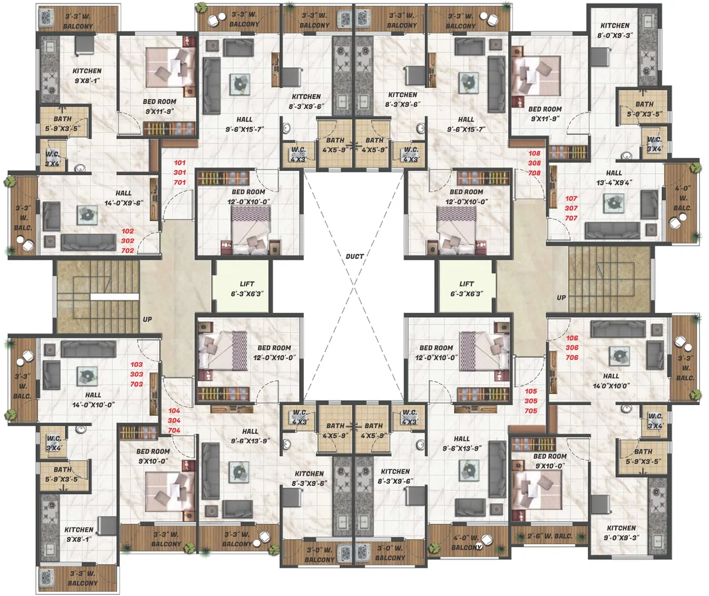 Floor Plan of Krushna Pride 2 in Upnagar, Nashik - Image 413471