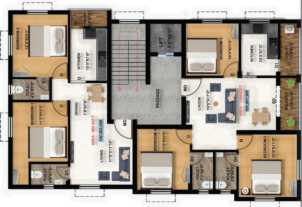 Floor Plan of Rohaan Rose Garden in Perumbakkam, Chennai - Image 413484