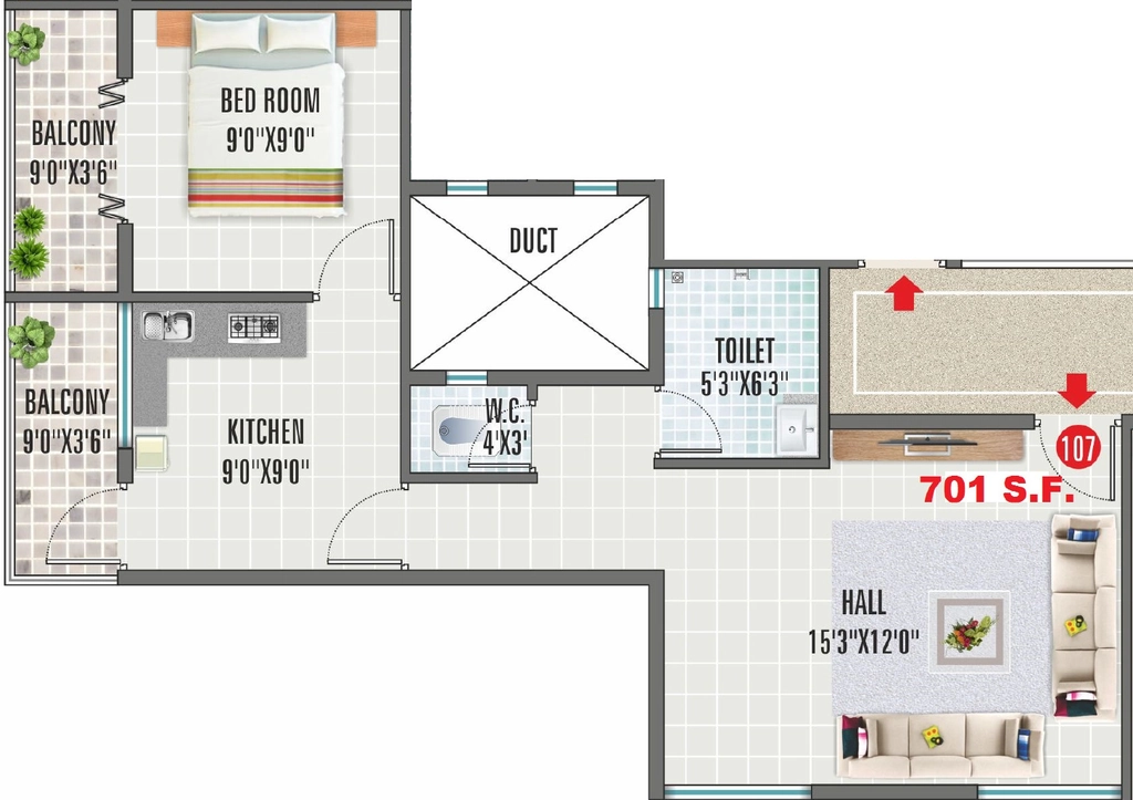 1 BHK Flat in Krushna Pride 1 in Pathardi Phata, Nashik - Image 922689